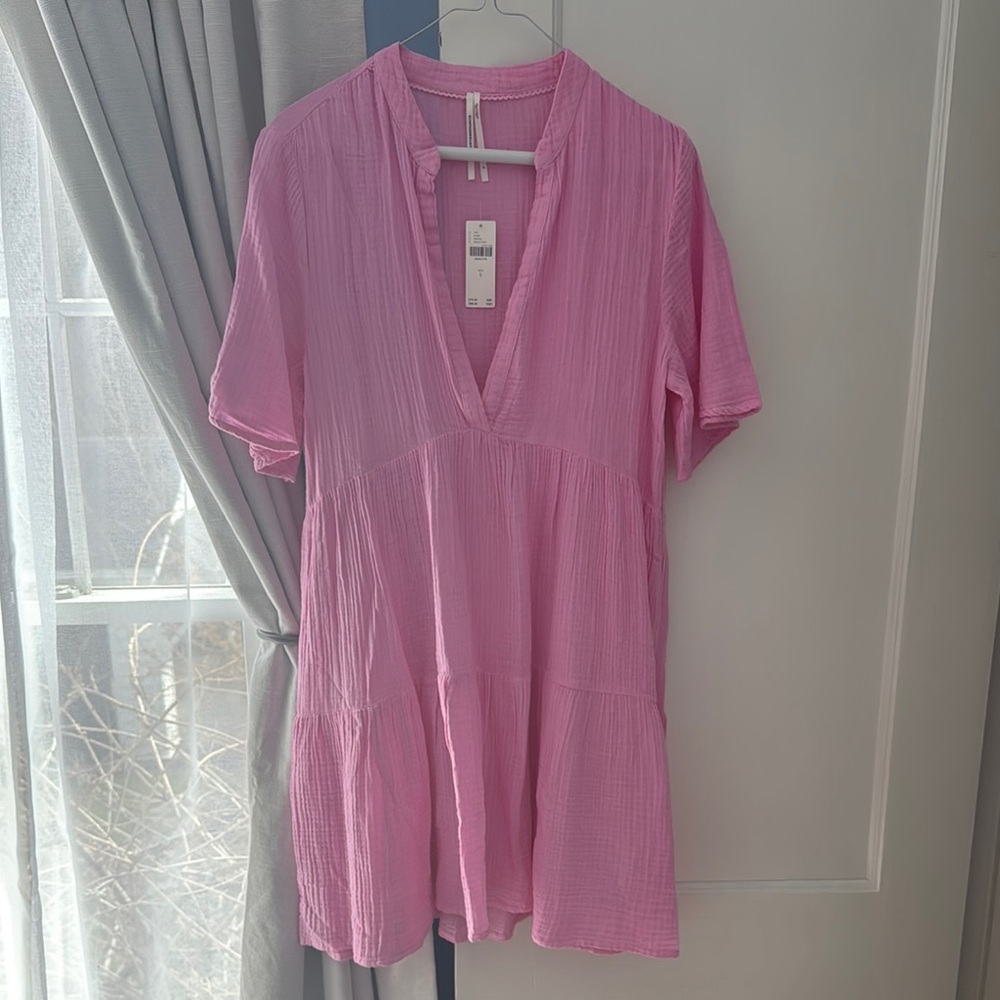 Pink V-Neck Women's Dress